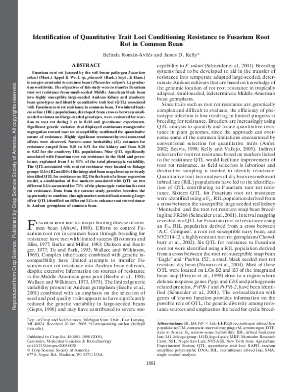 (PDF) Identification of Quantitative Trait Loci Conditioning Resistance ...