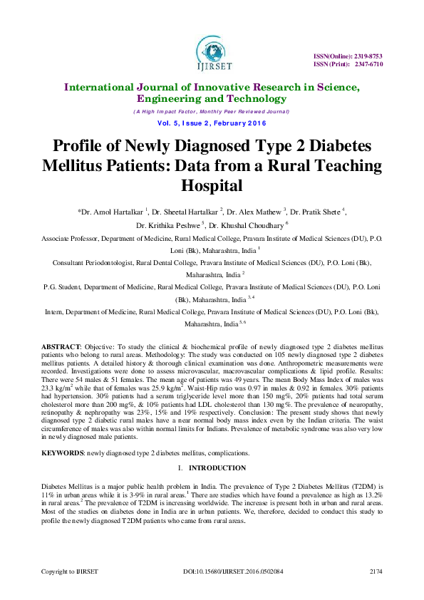 (PDF) Profile of Newly Diagnosed Type 2 Diabetes Mellitus Patients ...