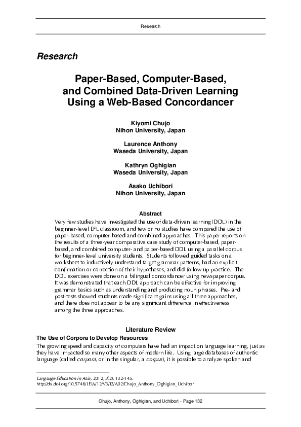 (PDF) Paper-Based, Computer-Based, and Combined Data-Driven Learning ...