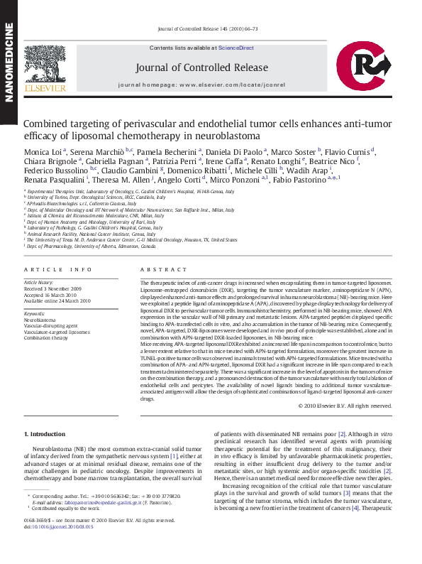 (PDF) Combined targeting of perivascular and endothelial tumor cells ...