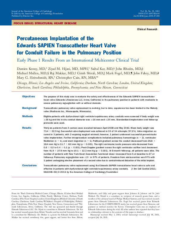 (PDF) Percutaneous Implantation of the Edwards SAPIEN Transcatheter