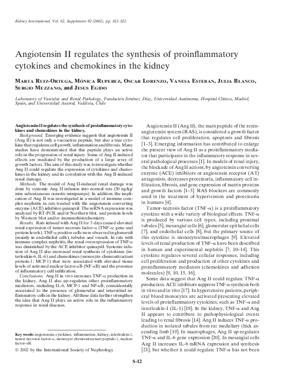 (PDF) Angiotensin II regulates the synthesis of proinflammatory ...