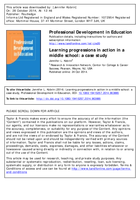(PDF) Learning progressions in action in a middle school: a case study