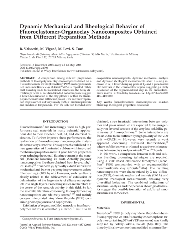 (PDF) Dynamic mechanical and rheological behavior of fluoroelastomer