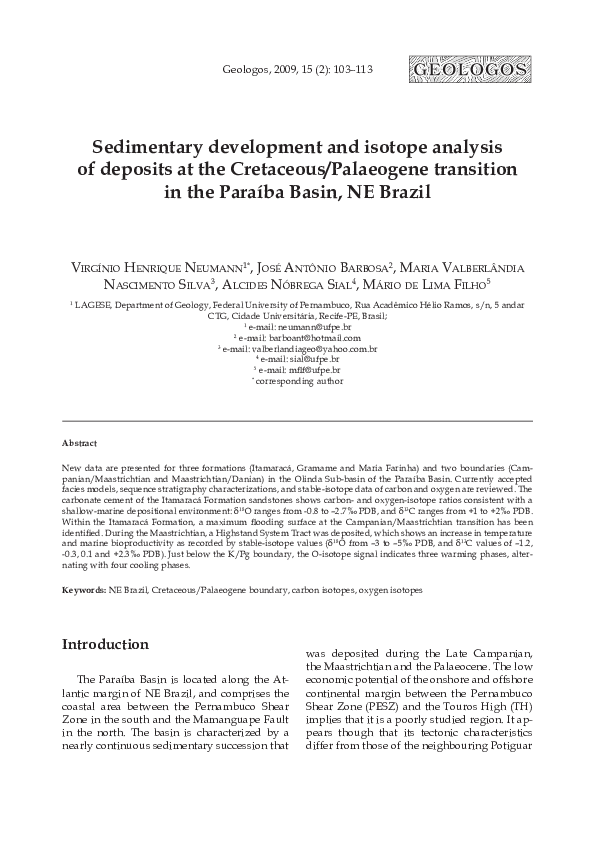 (PDF) Sedimentary development and isotope analysis of deposits at the ...