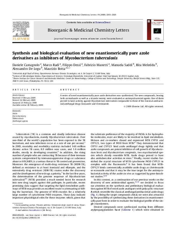 (PDF) Synthesis and biological evaluation of new enantiomerically pure ...