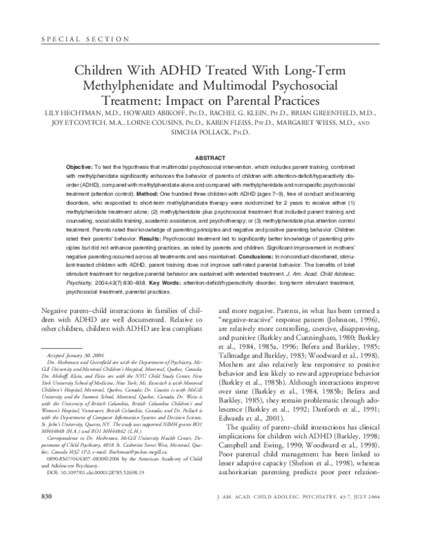 (PDF) Children With ADHD Treated With Long-Term Methylphenidate and ...