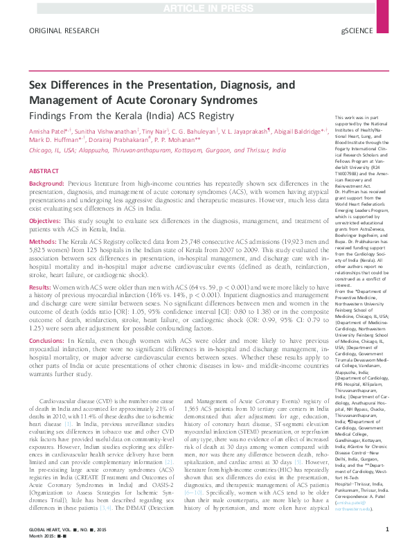 (PDF) Sex Differences in the Presentation, Diagnosis, and Management of ...