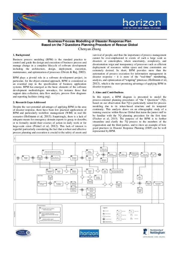 (PDF) Business Process Modelling of Disaster Response Plan Based on the ...