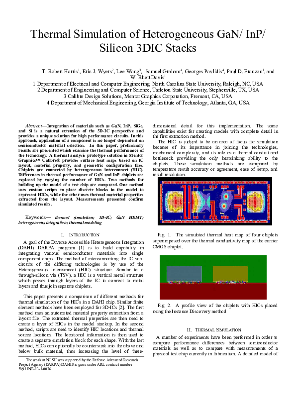 (PDF) Thermal Simulation of Heterogeneous GaN/ InP/ Silicon 3DIC Stacks