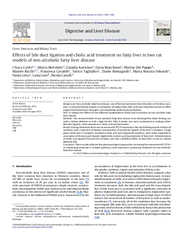 (PDF) Effects of bile duct ligation and cholic acid treatment on fatty ...