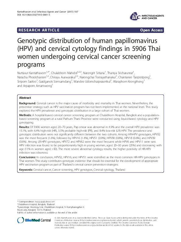(PDF) Genotypic distribution of human papillomavirus (HPV) and cervical ...