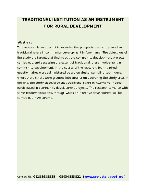 (DOC) TRADITIONAL INSTITUTIONS AS AN INSTRUMENT FOR RURAL DEVELOPMENT