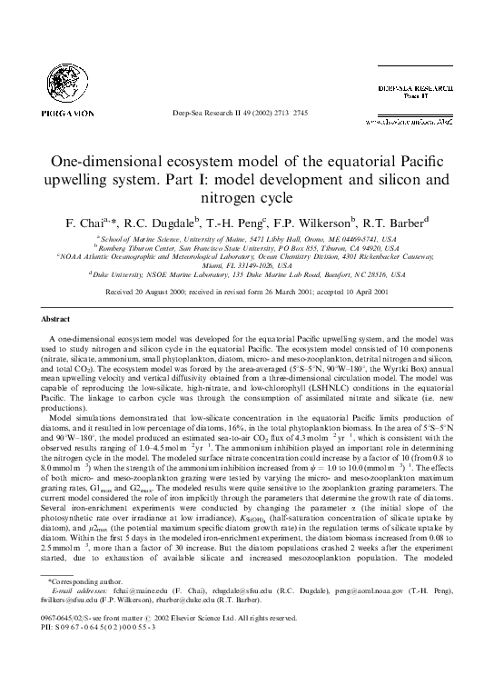 (PDF) One-dimensional ecosystem model of the equatorial Pacific ...