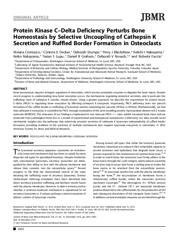 (PDF) Protein kinase Cdelta deficiency perturbs bone homeostasis by