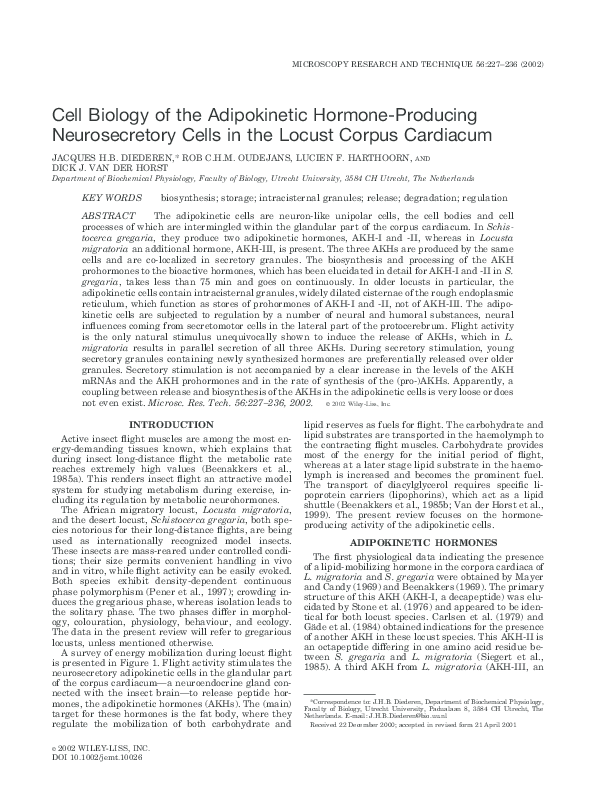(PDF) Cell biology of the adipokinetic hormone-producing neurosecretory ...