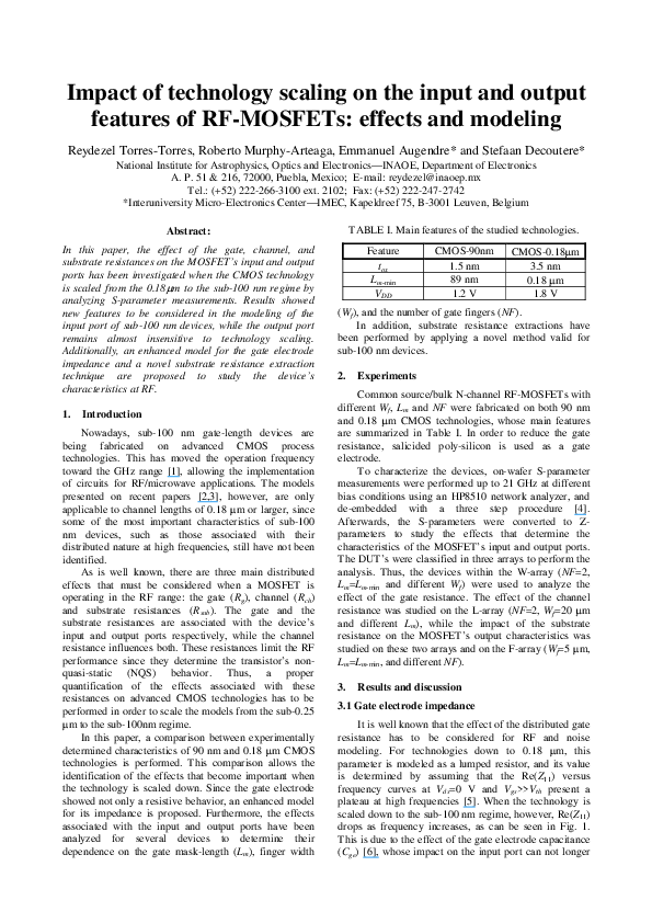 (PDF) Impact of technology scaling on the input and output features of ...