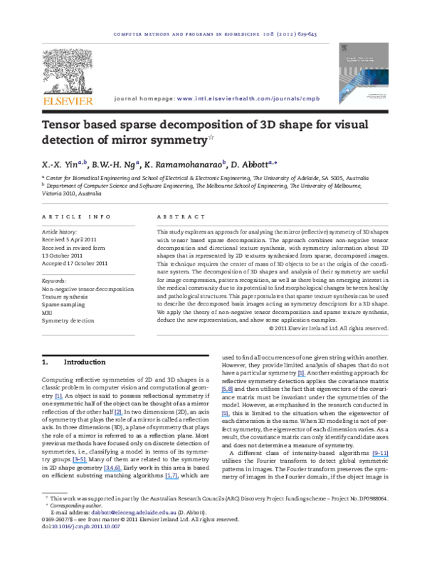 (PDF) Tensor based sparse decomposition of 3D shape for visual ...