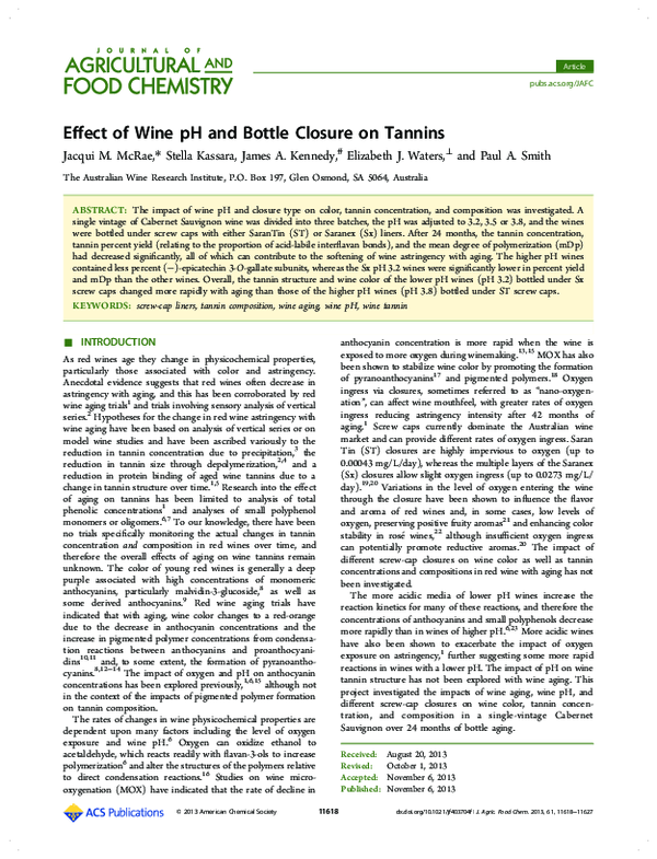 (PDF) Effect of Wine pH and Bottle Closure on Tannins