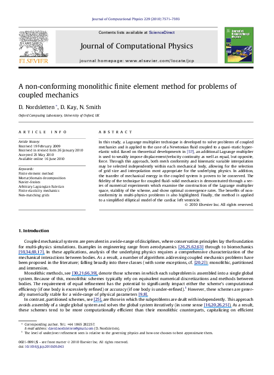 (PDF) A non-conforming monolithic finite element method for problems of ...