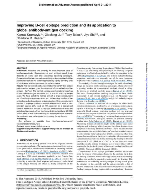 (PDF) Improving B-cell epitope prediction and its application to global ...