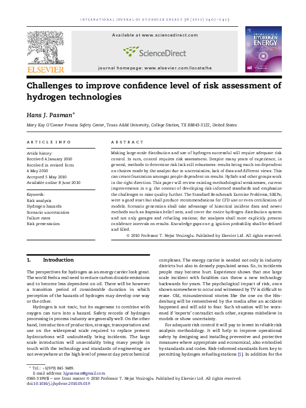 (PDF) Challenges to improve confidence level of risk assessment of ...