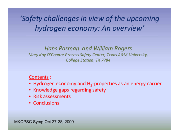 (PDF) Safety challenges in view of the upcoming hydrogen economy: An ...