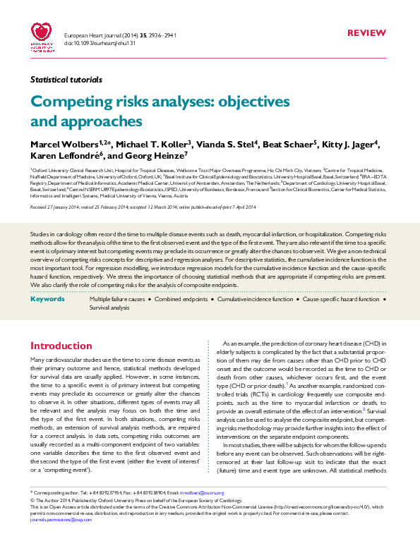 (PDF) Competing risks analyses: objectives and approaches