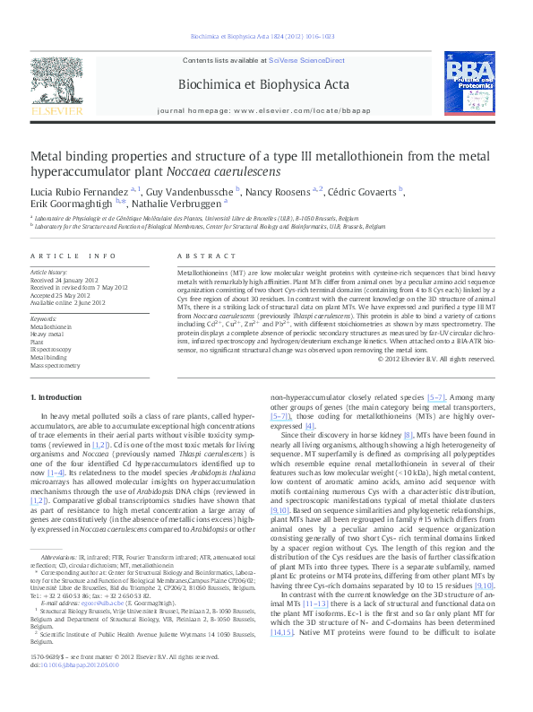 (PDF) Metal binding properties and structure of a type III ...