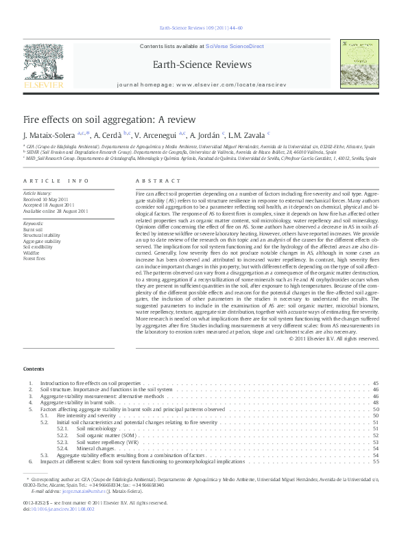 (PDF) Fire effects on soil aggregation A review MataixSolera