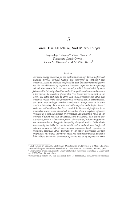 (PDF) Forest Fire Effects on Soil Microbiology