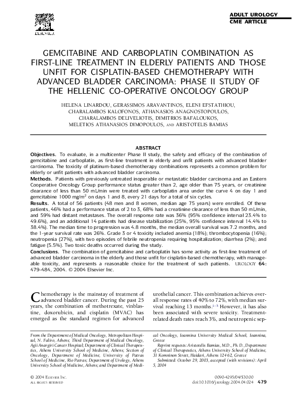 (PDF) Gemcitabine and carboplatin combination as first-line treatment ...