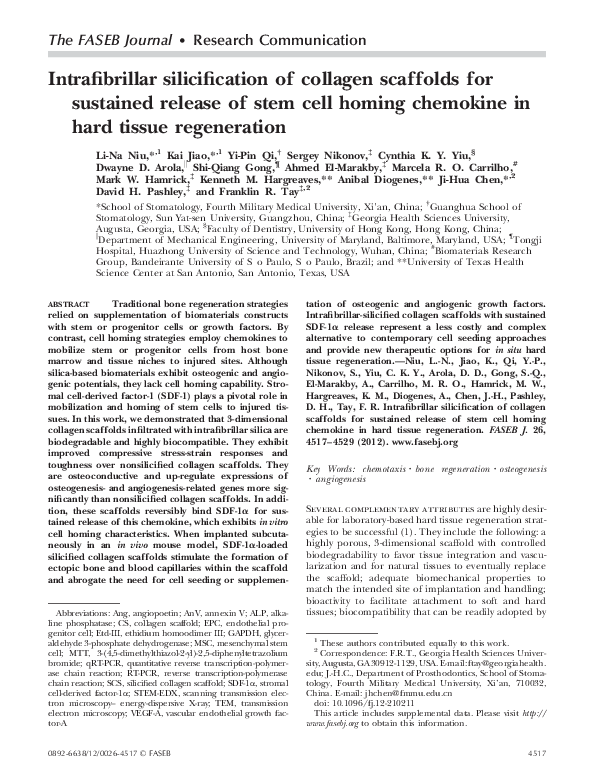 (PDF) Intrafibrillar silicification of collagen scaffolds for sustained ...