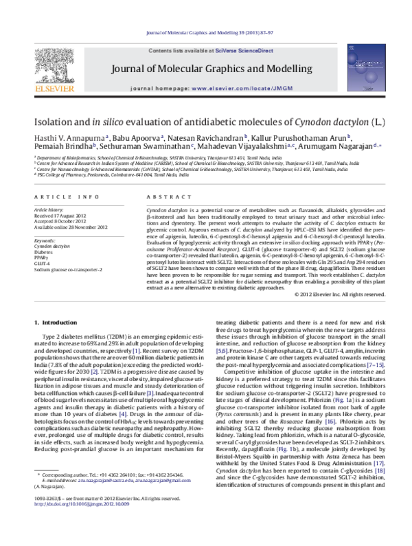 (PDF) Isolation and in silico evaluation of antidiabetic molecules of ...