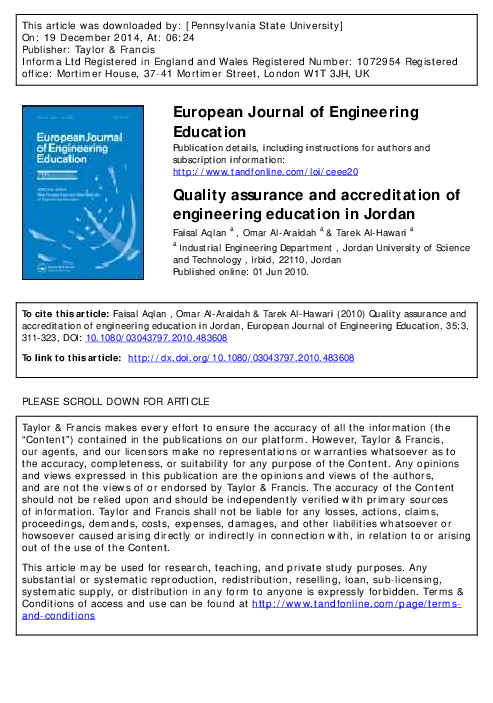 (PDF) Quality assurance and accreditation of engineering education in ...