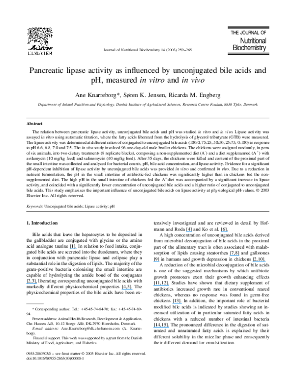 (PDF) Pancreatic lipase activity as influenced by unconjugated bile