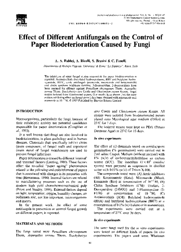 (PDF) Effect of different antifungals on the control of paper ...