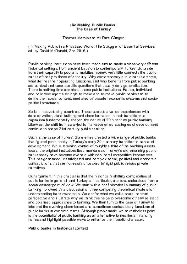 (Re)Making Public Banks: The Case of Turkey