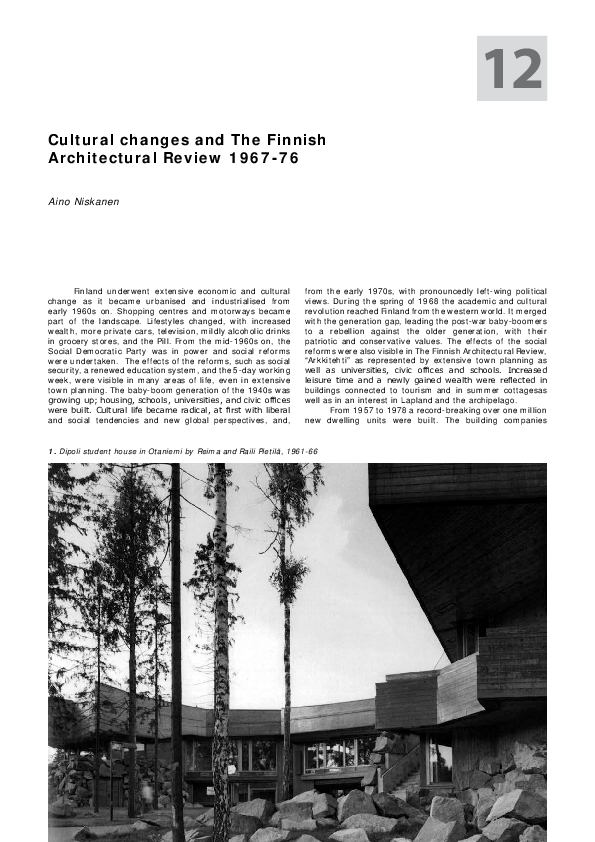 (PDF) Cultural changes and The Finnish Architectural Review 1967-76