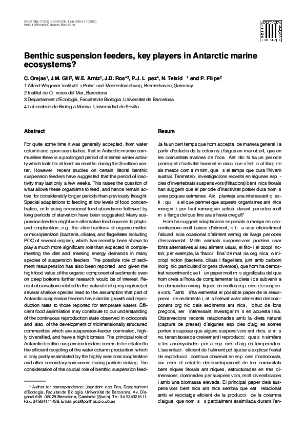 Pdf Benthic Suspension Feeders Key Players In Antartic Marine