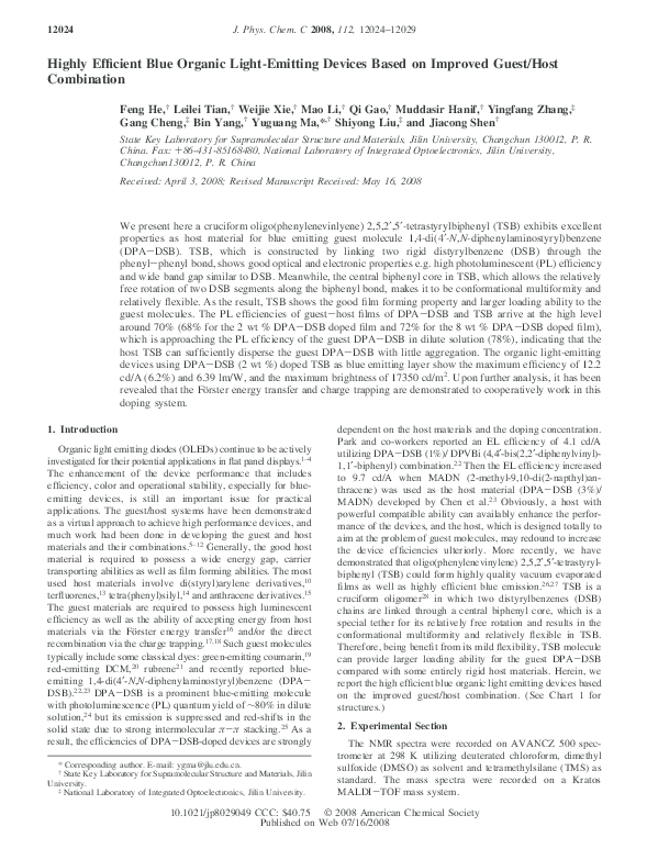 (PDF) Highly Efficient Blue Organic Light-Emitting Diodes Based on 2 ...