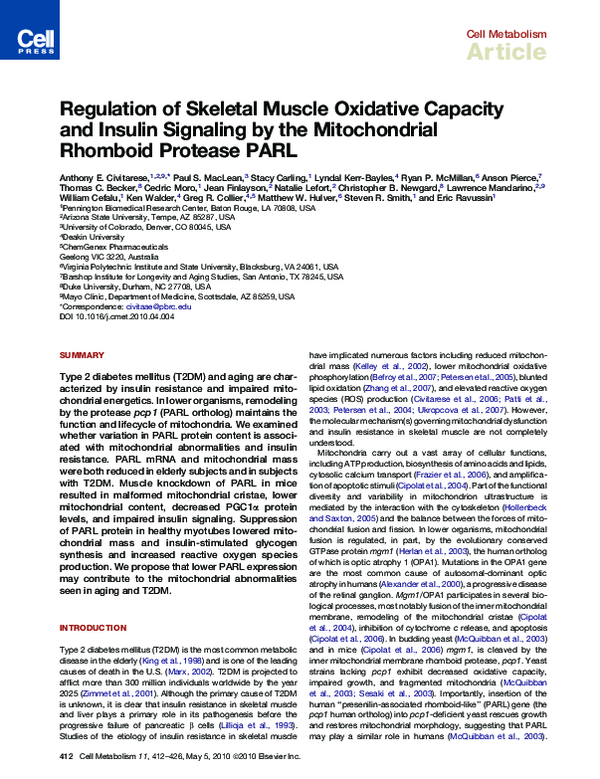 (PDF) Regulation of Skeletal Muscle Oxidative Capacity and Insulin ...