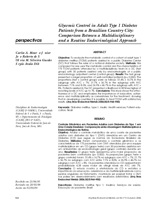 (PDF) Glycemic control in adult type 1 diabetes patients from a ...
