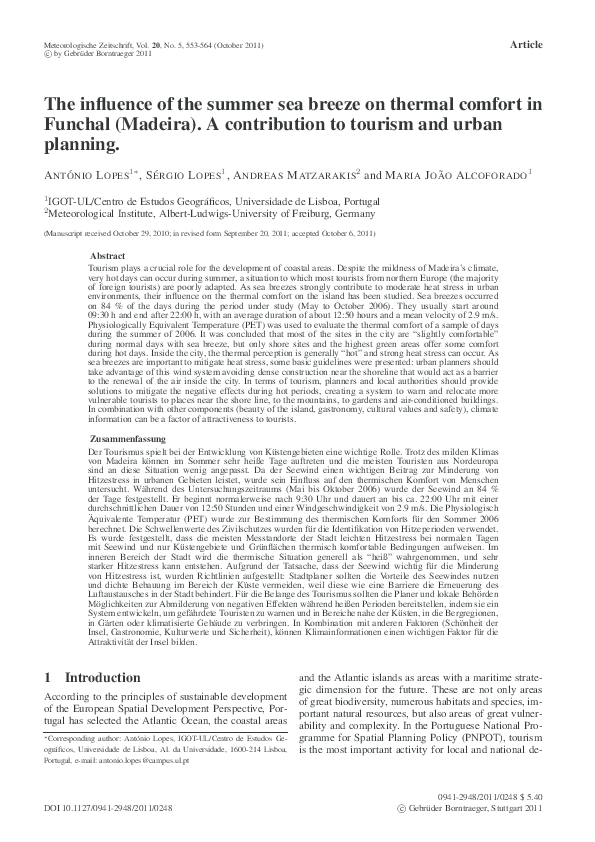 (PDF) The influence of the summer sea breeze on thermal comfort in ...