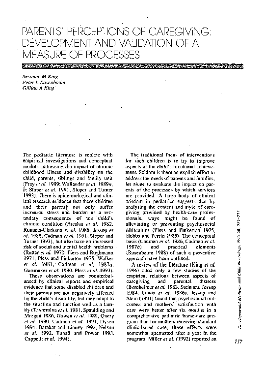 (PDF) Parents‘ Perceptions of Caregiving: Development and Validation of ...