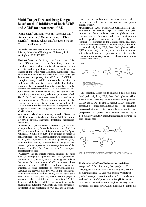 (PDF) Multi-Target-Directed Drug Design based on dual inhibitors of ...