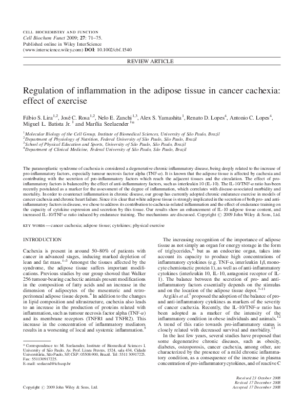 (PDF) Regulation of inflammation in the adipose tissue in cancer ...