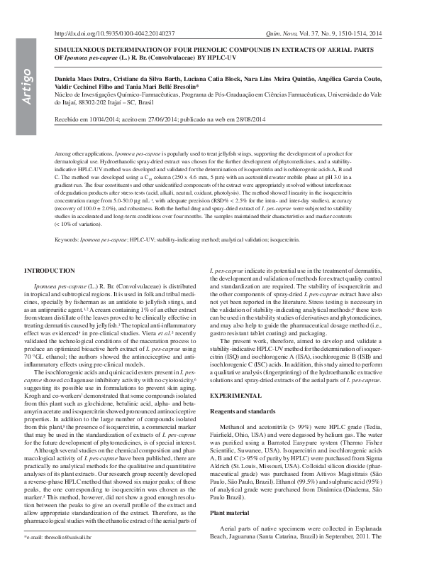 (PDF) SIMULTANEOUS DETERMINATION OF FOUR PHENOLIC COMPOUNDS IN EXTRACTS ...