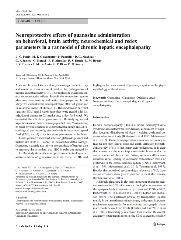 (PDF) Neuroprotective effects of guanosine administration on behavioral ...