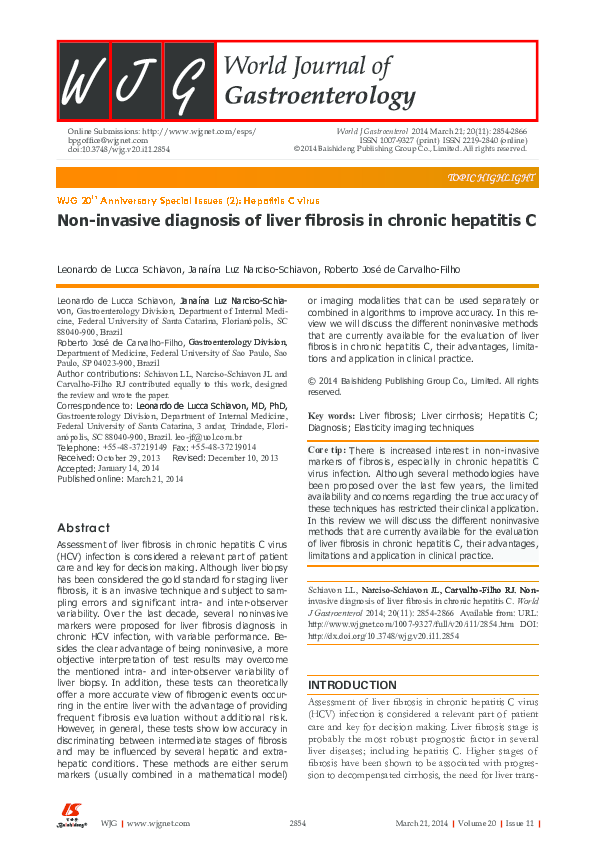 (PDF) Non-invasive diagnosis of liver fibrosis